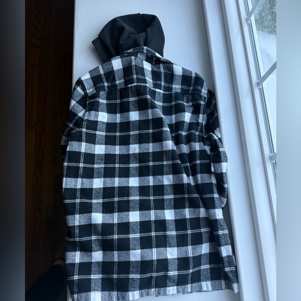 Hollister Plaid Flannel Hooded Button Down - Picture 4 of 7